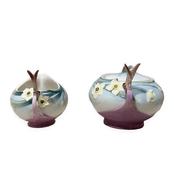 RARE Franz Porcelain Collection "Papillon Butterfly" Creamer & Sugar Set - Picture 7 of 11